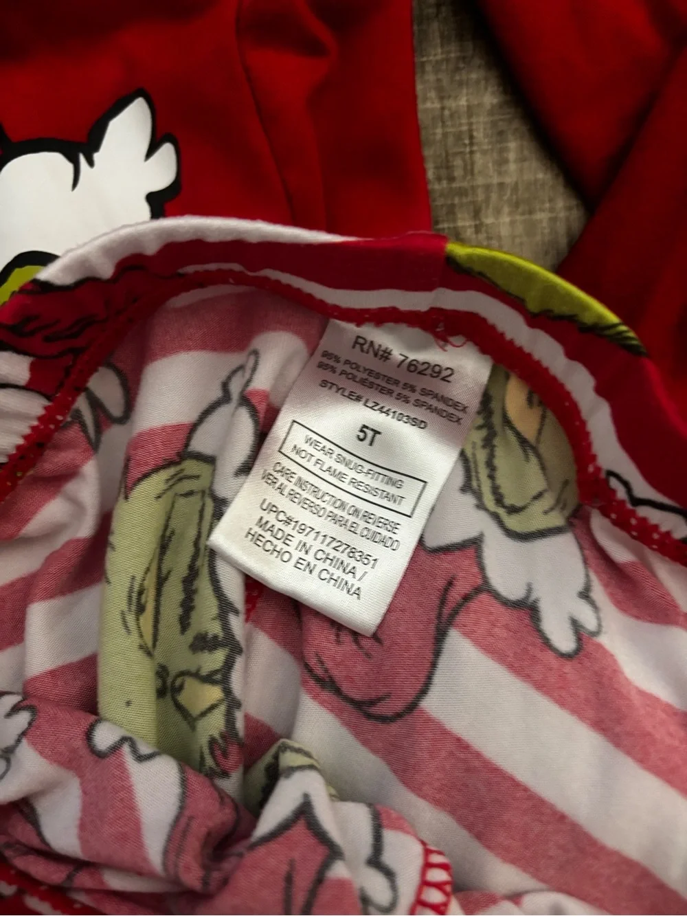 Grinch Kids Red Holiday Pajama Set